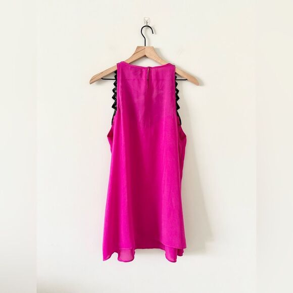 City Chic Sleeveless Chiffon and Lace Top in Bright Pink and Black - Size 16 - Picture 5 of 7